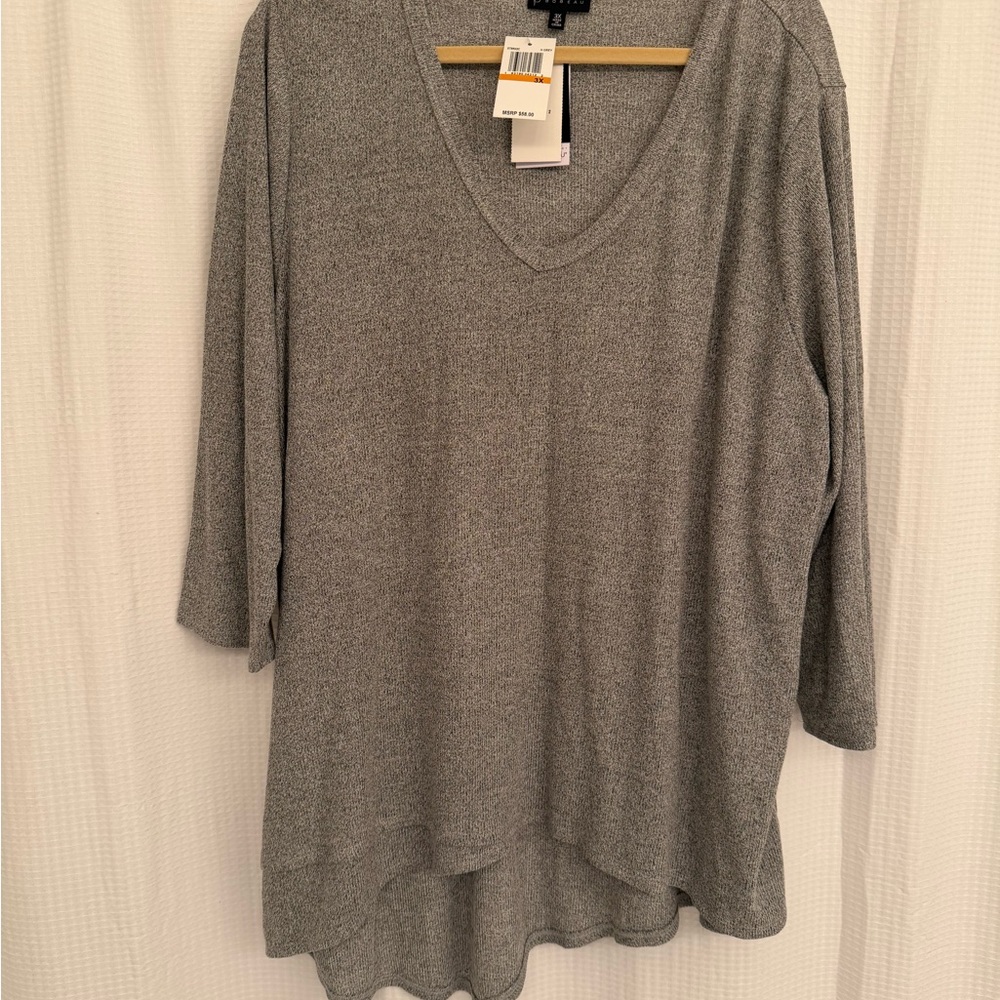 Plus Size 3x Bobeau Heather Gray Knit Top